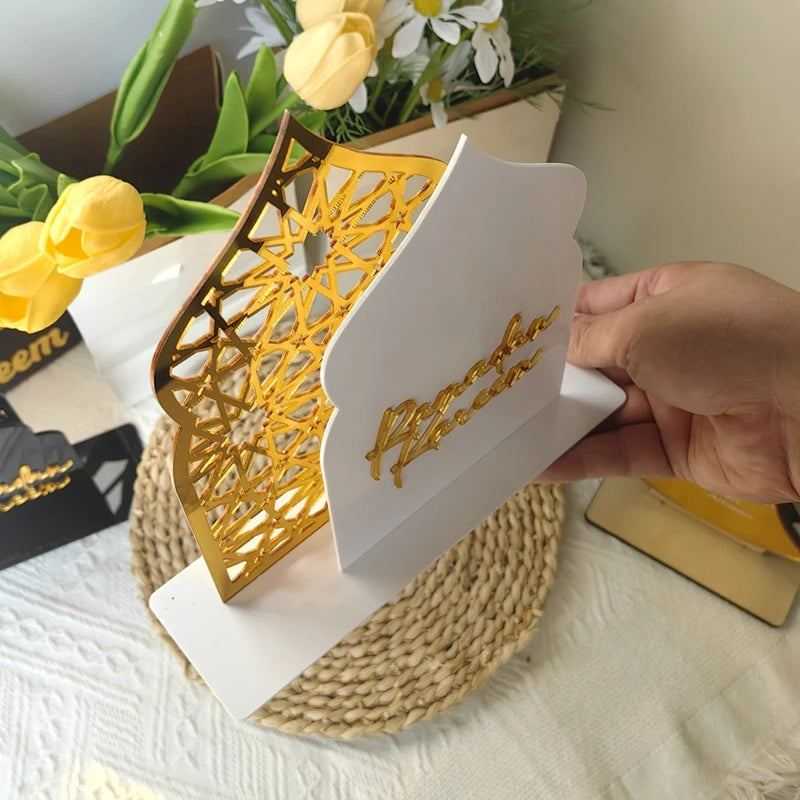 Ramadan Kareem Acrylic Ornaments Gold Moon Star Lantern Eid Mubarak Decorations for Home 2025 Islam Muslim Festival Party Gifts