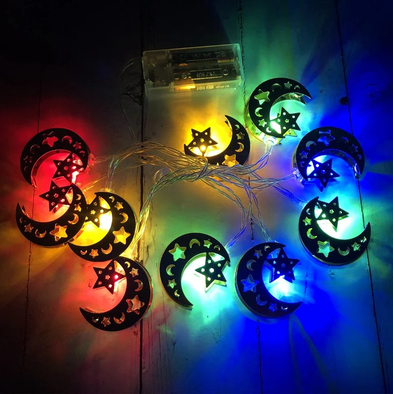 Ramadan Decoration Plastic Lantern Led String Lights Ramadan Kareem Decor Eid Mubarak Gift Al-Fitr Eid Festival Party Supplies