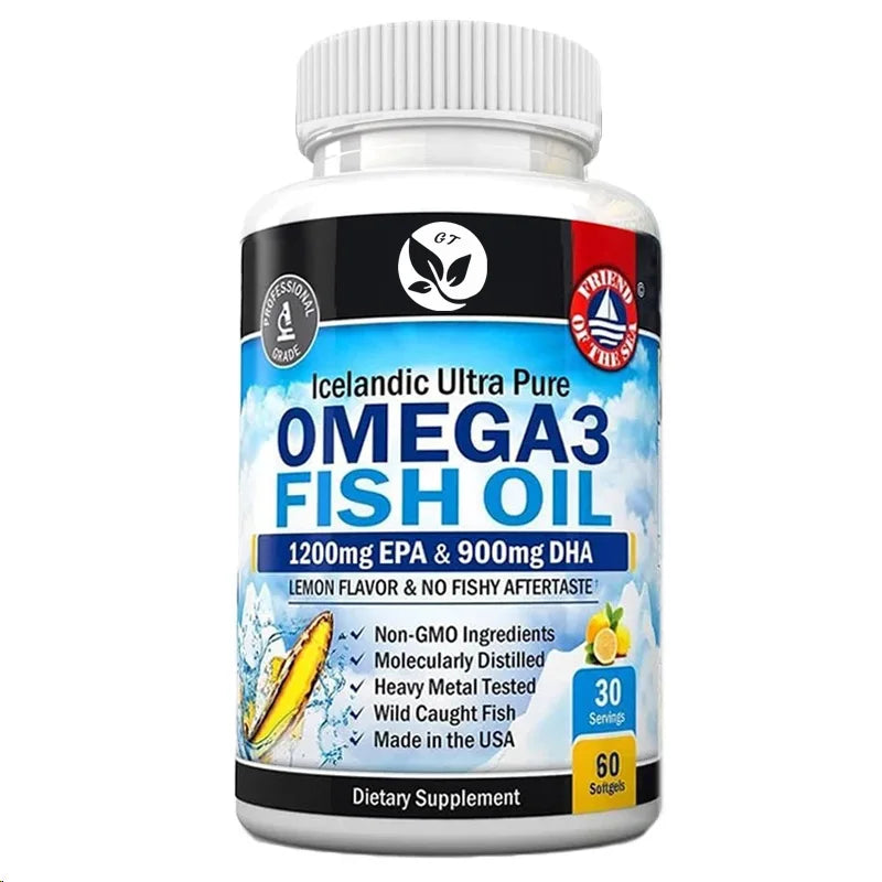 3 Fish Oil Supplement 1200mg Epa And 900mg Dha Fatty Acids - Supports Joint, Eye, And Skin With 60 Soft Capsules