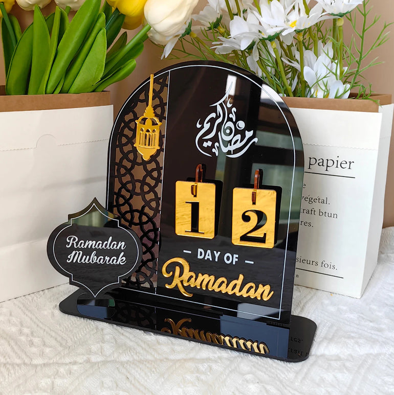 Ramadan Countdown Calendar Acrylic Eid Mubarak Ornament Kareem Ramadan Decoration 2025 For Home Islamic Muslim Party Decor Gifts