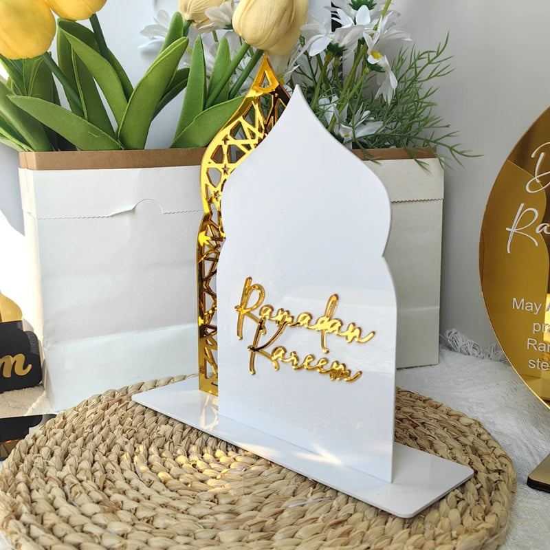 Ramadan Kareem Acrylic Ornaments Gold Moon Star Lantern Eid Mubarak Decorations for Home 2025 Islam Muslim Festival Party Gifts