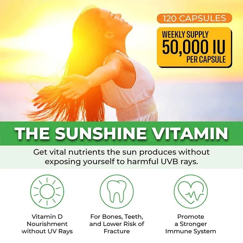 Vitamin D3 - Promotes Strong Bones and Teeth, Immunity, Healthy Muscle Function, Vegetarian, Vitamin D 50000IU