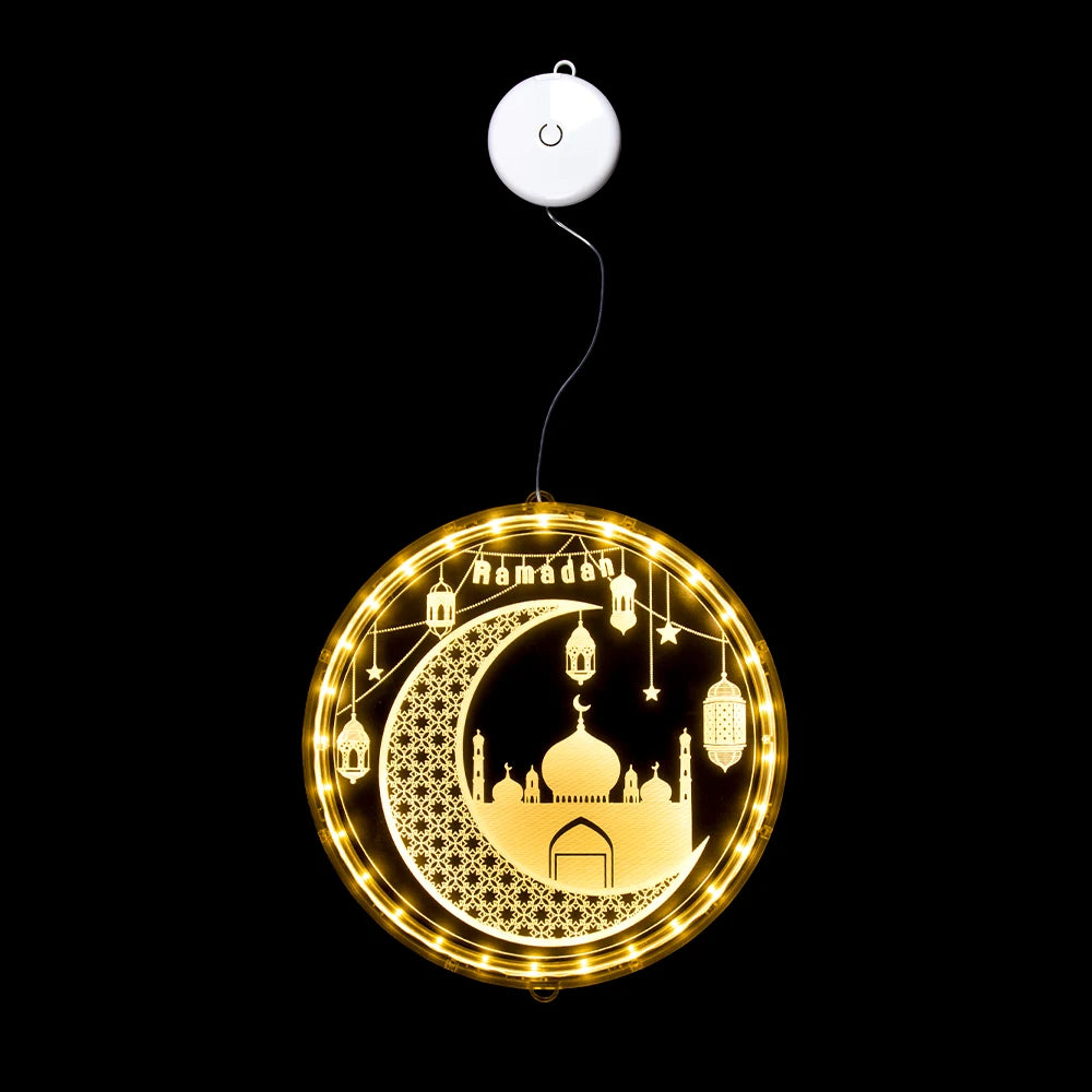 12.5cm Diameter Ramadan LED Hanging Lights Ramadan Mubarak Window Decoration Lights Eid Mubarak Home Party Party Supplies