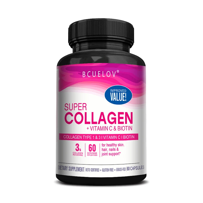 Super Collagen with Vitamin C and Biotin, Skin, Hair and Nails Supplement, Antioxidants, Brightener, Anti-Aging