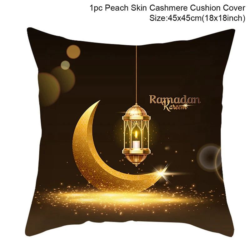 2024 Eid Mubarak Pillowcase Decor for Home Sofa Cushion Cover Islamic Ramadan Kareem Decoration Mosque Muslim Pillow Cover Gifts