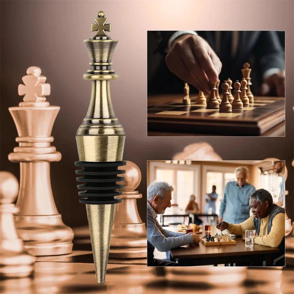 Metal Bottle Stopper Chess King/Queen Design Wine Champagne Saver Stoppers Beer Seal Wine Stoppers Unique Wine Accessory Gift