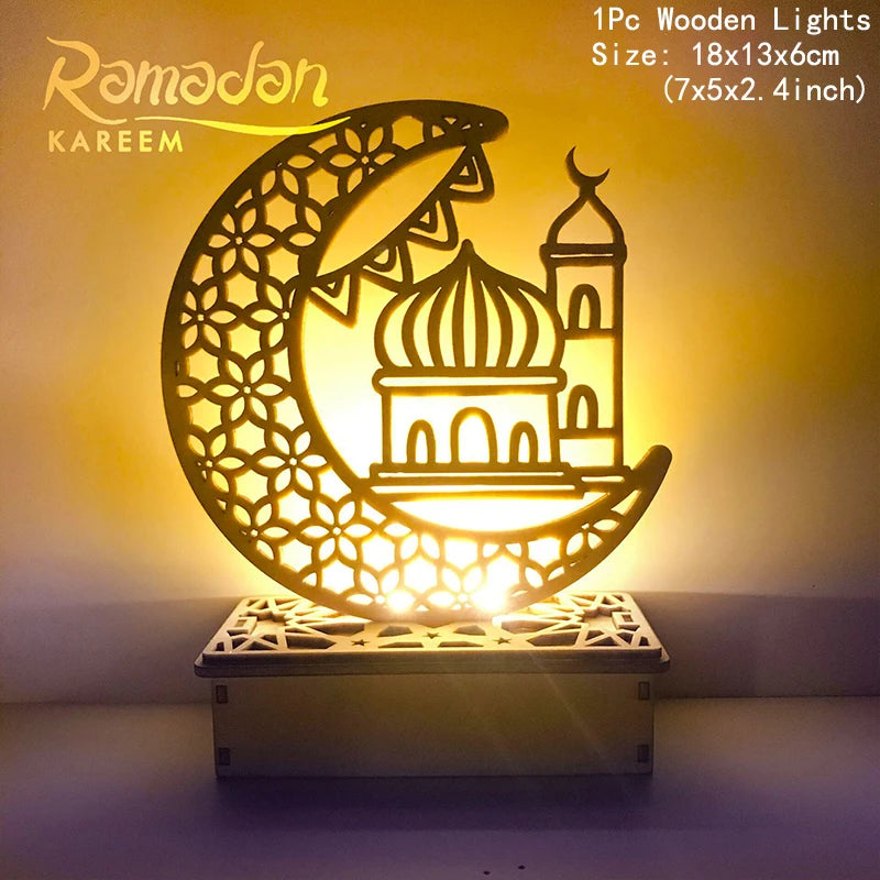 Ramadan Decoration Festival Wooden Moon Star Lights Deco Bedroom Decoration Ramadan 2023 Ramadan Party Lighting Decorative Lamps