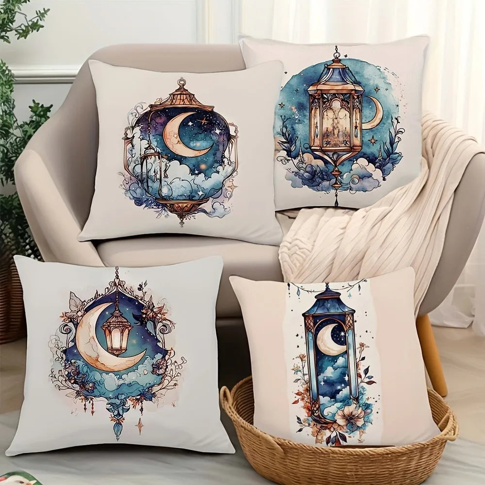 Light Luxury Ramadan Printed Pillowcase Nordic Home Decor Pillowcase Holiday Bedroom Living Room Decor Polyester Cushion Cover