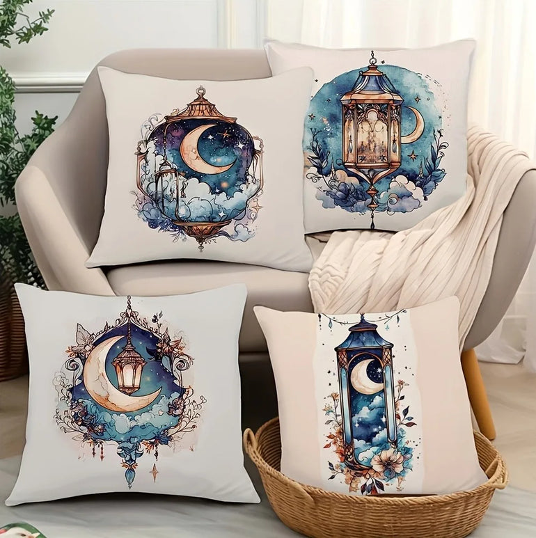 Light Luxury Ramadan Printed Pillowcase Nordic Home Decor Pillowcase Holiday Bedroom Living Room Decor Polyester Cushion Cover