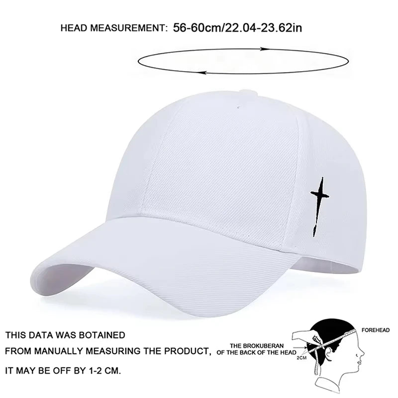 Unisex Simple Cross Embroidery Snapback Baseball Caps Spring and Autumn Outdoor Adjustable Casual Hats Sunscreen Hat