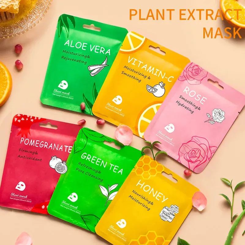 10pcs Vitamin C Facial Masks Beauty Faec Moisturizing Firming Hydrating skincare Rose Honey Aloe Face Mask Skin Care Products