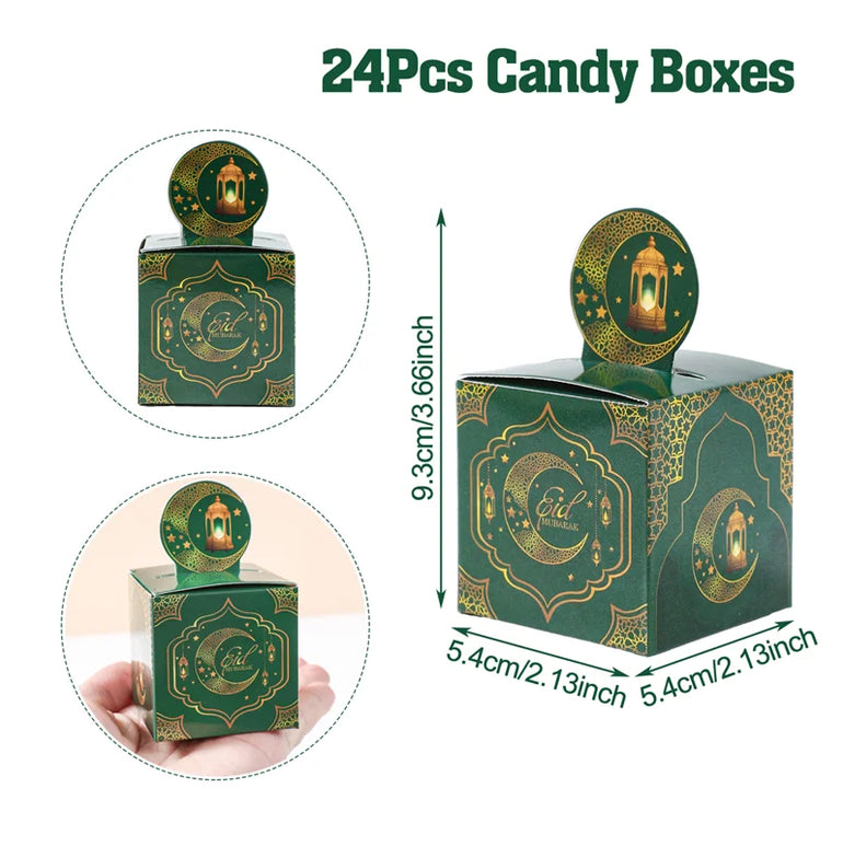 EID Mubarak Decor Triangle Candy Boxes Ramadan Decor 2025 Gift Box Ramadan Kareem Islamic Muslim Party Eid Al Adha Gifts