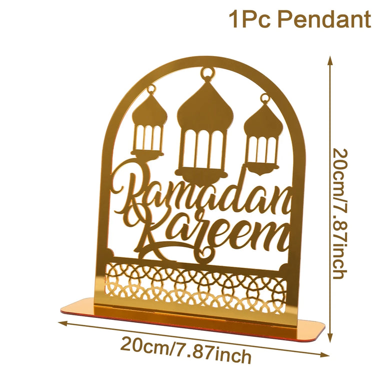 Ramadan Mubarak Acrylic Ornament 2025 Eid Mubarak Ramadan Kareem Decoration for Home Islamic Muslim Party Decor Eid Al Adha Gift