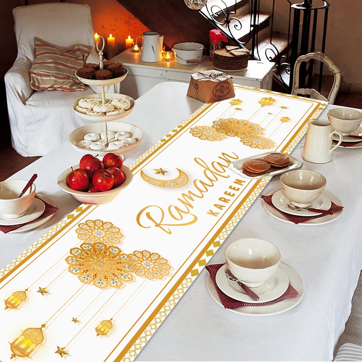 Ramadan Decoration Table Runner EID Mubarak Decor 2025 For Home Tablecloth Ramadan Kareem Islamic Muslim Party Eid Al-Fitr Gifts