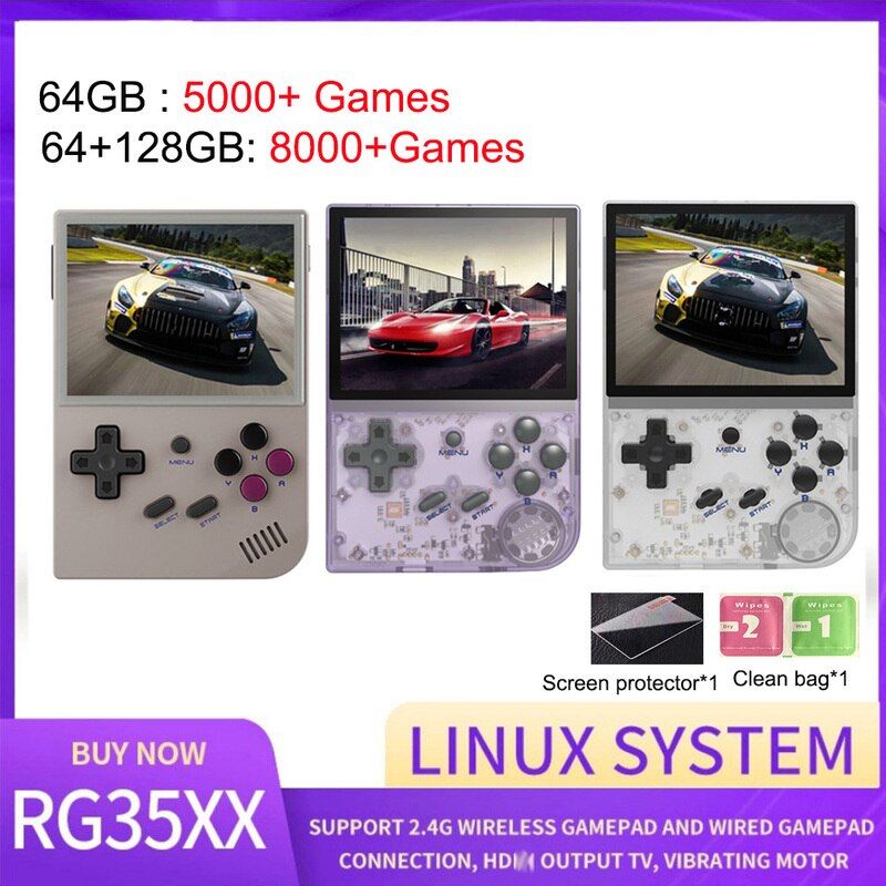 RG35XX Mini Retro Handheld Game Console Open Source Linux System 3.5 Inch IPS Screen Cortex-A9 Portable 5000+Games for Gift