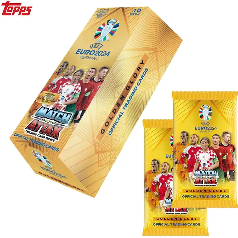 1Packs/ Topps Official Euro 2024 Match Attax - Golden Glory Full Box Exclusive Ballsuperstar Limited Signature Collection Card
