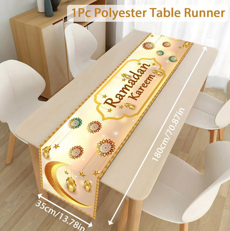 Ramadan Decoration Table Runner EID Mubarak Decor 2024 For Home Tablecloth Ramadan Kareem Islamic Muslim Party Eid Al-Fitr Gifts