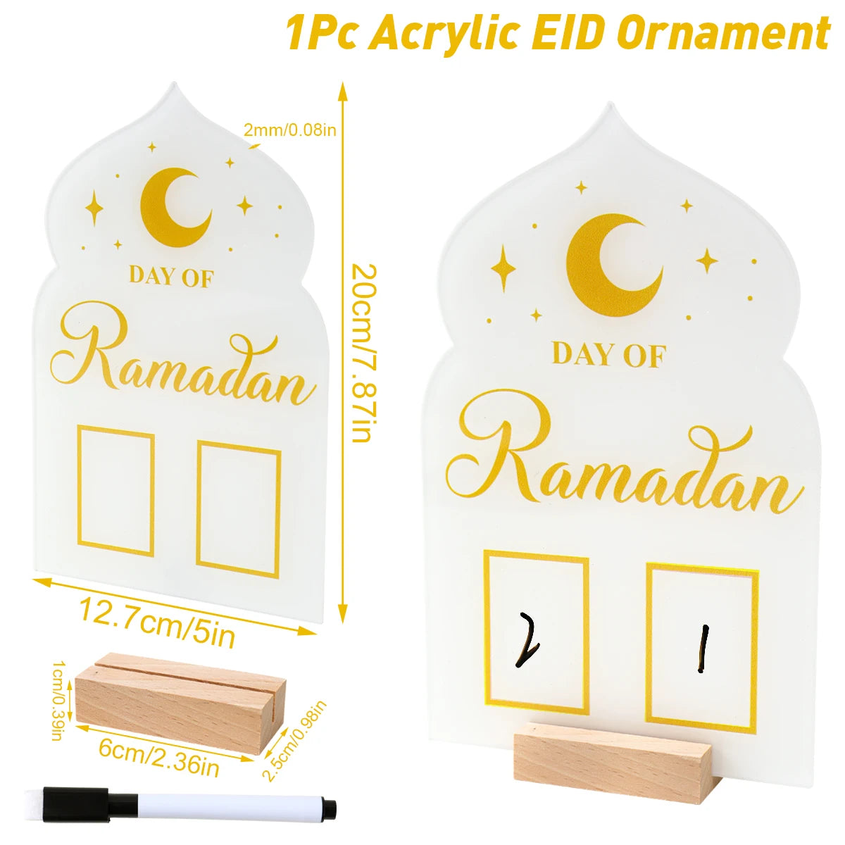 Ramadan Countdown Calendar Acrylic Eid Mubarak Ornament Kareem Ramadan Decoration 2025 For Home Islamic Muslim Party Decor Gifts