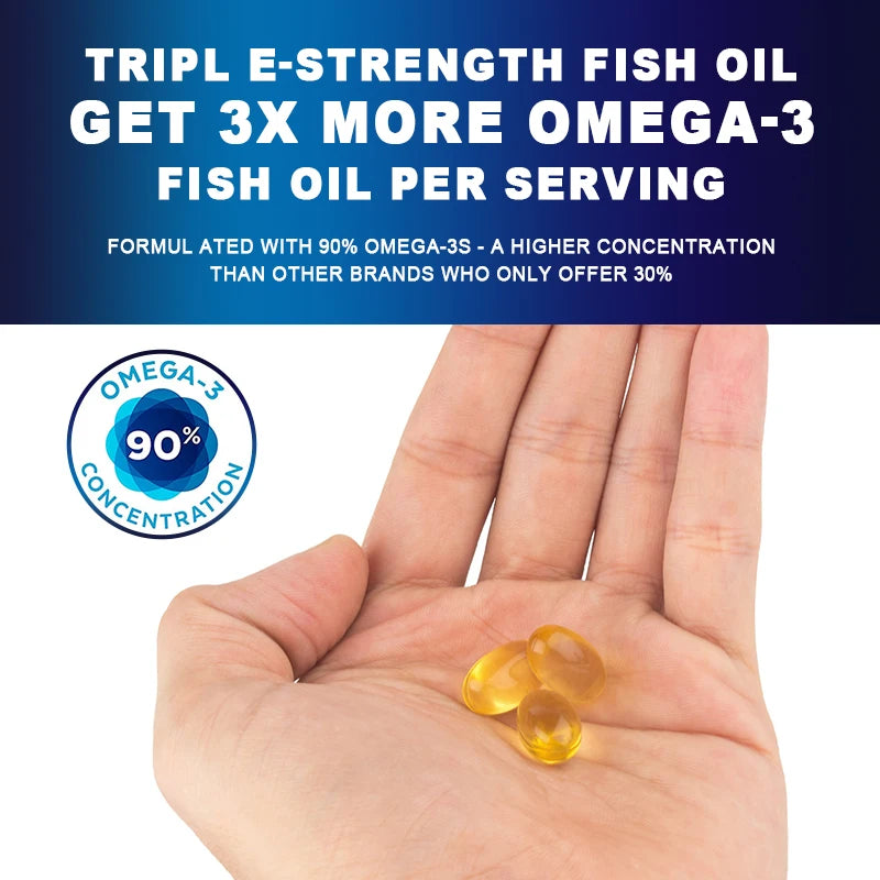 Alliwise Omega 3 Fish Oil Capsules Supplement Rich In DHA EPA For Anti-aging Skin Eyes Heart Brain Health Support Immune System