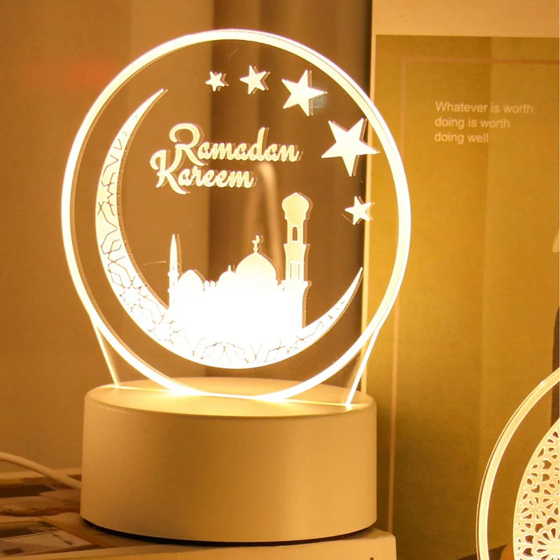 Eid Mubarak 3D Led Lamp Ramadan Night Light Led Moon Star Eid Bedroom Decoration Light Ornament Ramadan Decoration For Home 2025