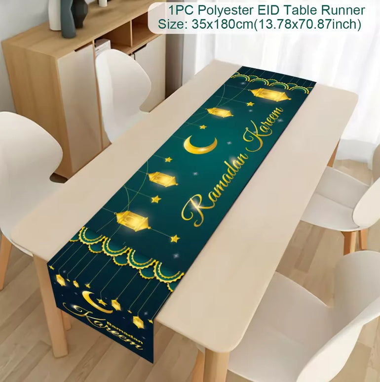 Ramadan Kareem Table Runner Eid Mubarak Decor 2025 for Home Ramadan Mubarak Islamic Muslim Party Eid Al-Fitr Gifts Ramadan Decor