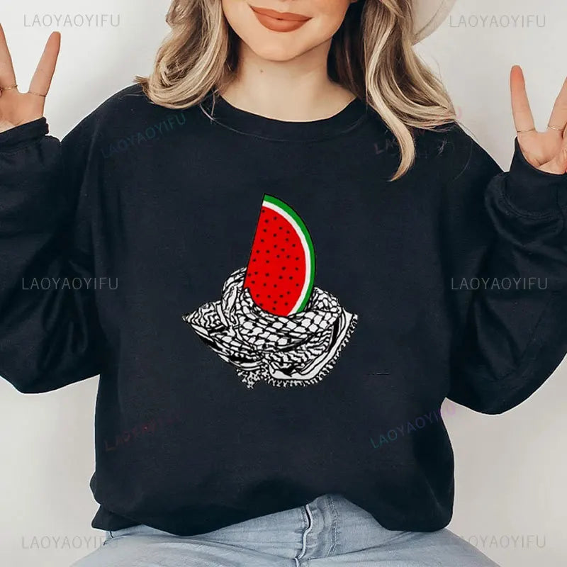 This Is Not A Watermelon Printing Hoodies A Peace and Love Sweatshirt Fashion Harajuku Women Pullovers Autumn Winter Casual Wear