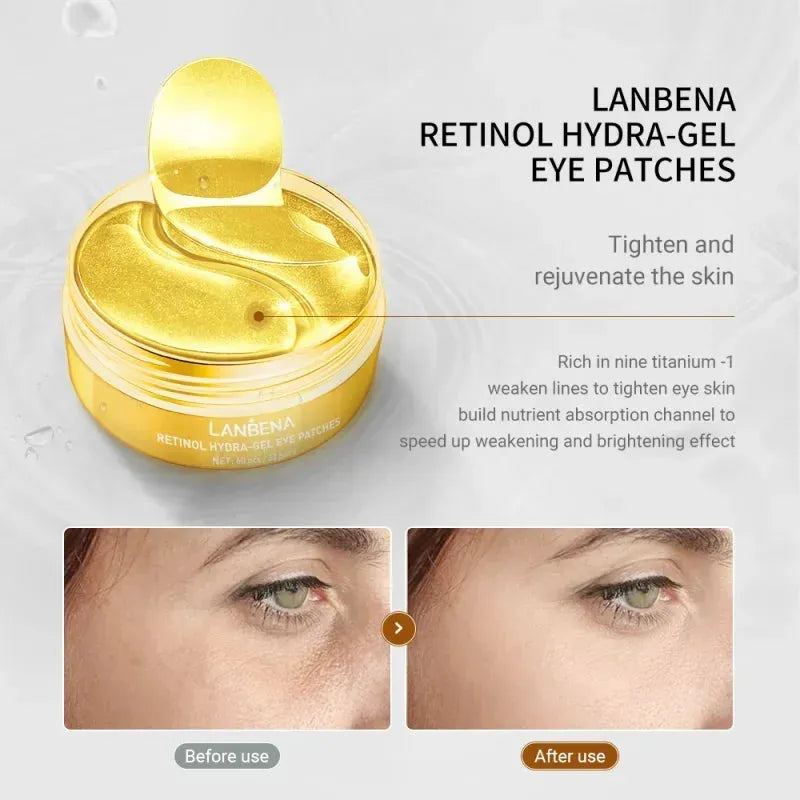 LANBENA Collagen Eye Patches 60Pcs Eye Bags Removal Wrinkles Dark Circles Patches Retinol VC Eyes Pads Sleep Face Mask Skin Care