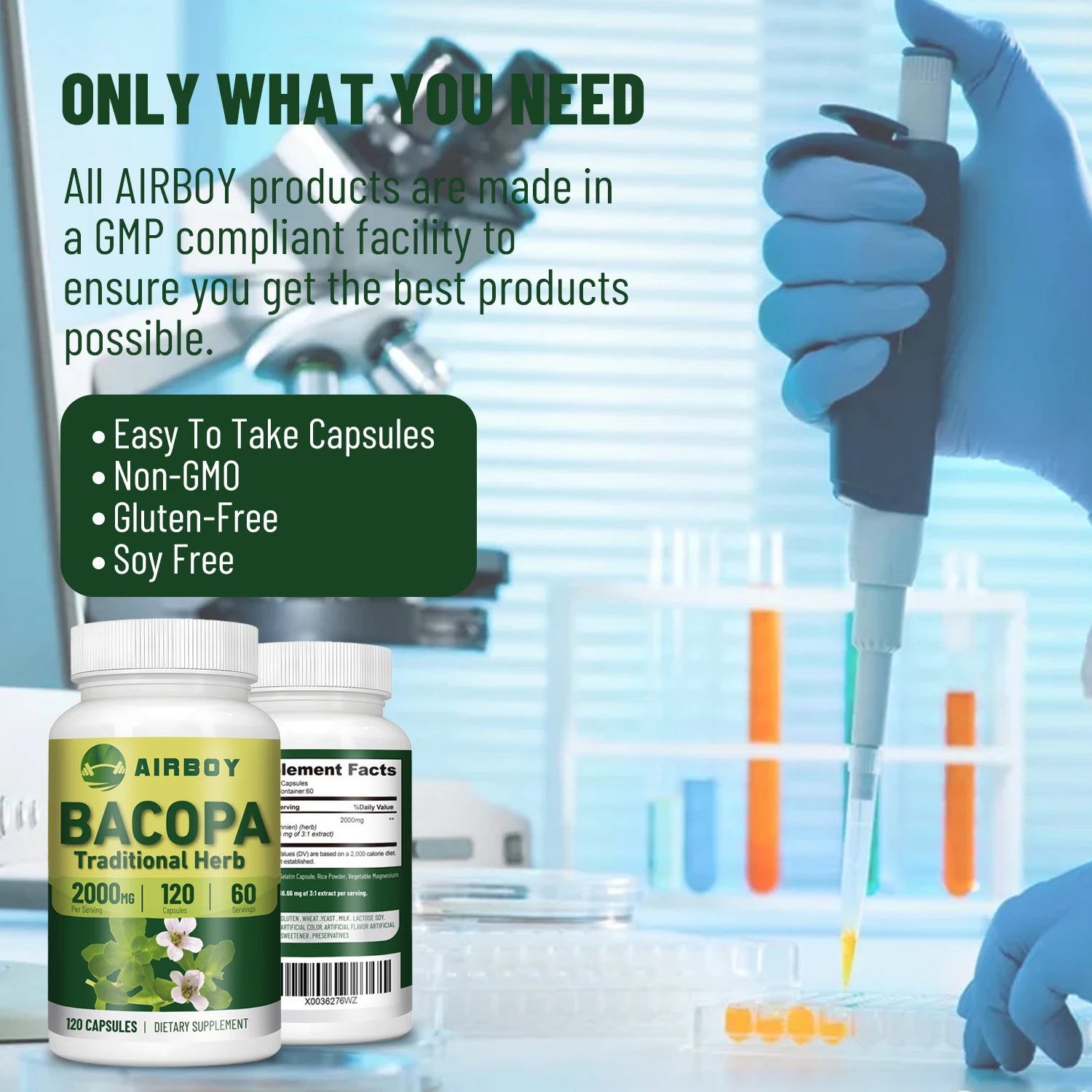 Bacopa Monnieri Extract - Boosts Brain Health Supports Performance Cognition and Focus Enhances Energy and Stamina