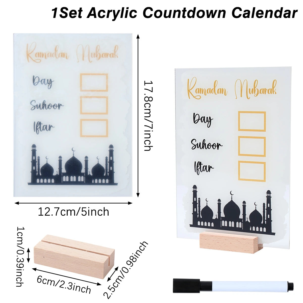 Acrylic Ramadan Countdown Calendar Ornaments Gifts Eid Mubarak Ramadan Decor For Home 2025 Kareem Islamic Muslim Party Supplies