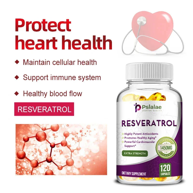 Beneficial Resveratrol 1450 Mg Powerful Antioxidant and Anti-resveratrol for Anti-aging and Supporting Cardiovascular Health