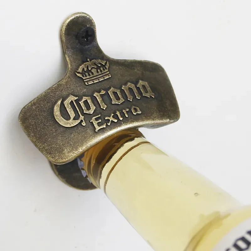 1PC Vintage Beer Bottle Opener Creative Wall Mounted Fixed Beer Bottle Opener Corona Zinc Alloy Bottle Opener
