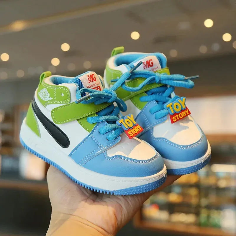 Children's sports shoes 2023 spring boys' leisure board shoes high top non-slip girls' basketball shoes soft soled baby shoes