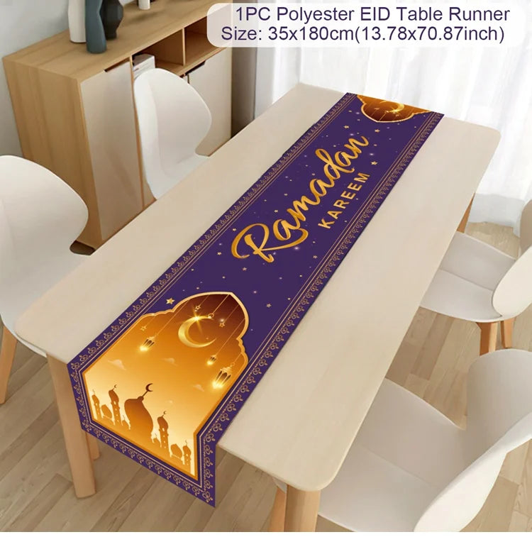 Ramadan Kareem Table Runner Eid Mubarak Decor 2025 for Home Ramadan Mubarak Islamic Muslim Party Eid Al-Fitr Gifts Ramadan Decor