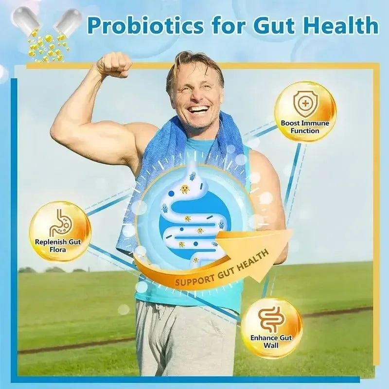 Organic Digestive Enzyme Probiotic Capsules Prebiotic Nutrition Digestion and Gut Health, Immunity, Suitable for Adults and Men