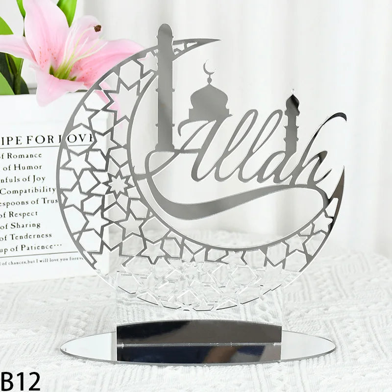 Eid Mubarak Table Ornaments Gold Star Moon Ramadan Kareem Home Decoration 2024 Islamic Muslim Home Party Decor Eid Al-fitr Gifts