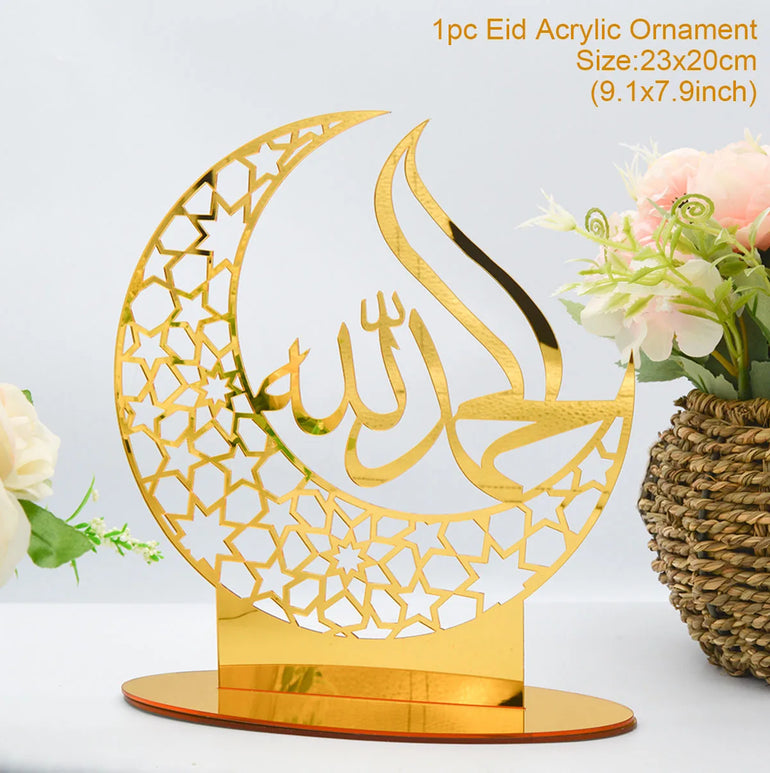 Ramadan Mubarak Acrylic Ornament 2025 Eid Mubarak Ramadan Kareem Decoration for Home Islamic Muslim Party Decor Eid Al Adha Gift