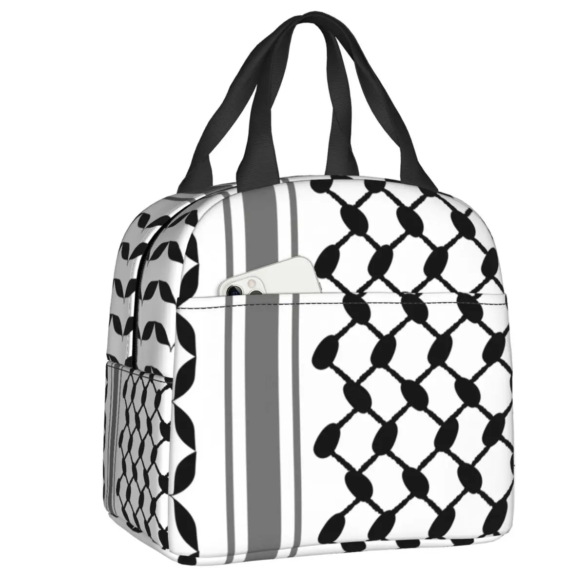 Custom Arabic Keffiyeh Traditional Pattern Lunch Bag for Portable Tatreez Embroidery Art Thermal Cooler Lunch Box Office Work