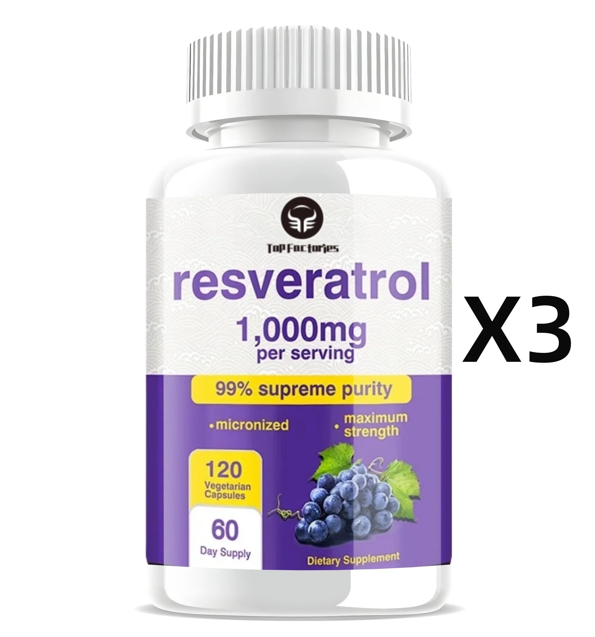 Resveratrol Supplement - Anti-aging, Cardiovascular & Joint Support, Skin