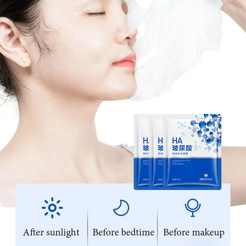 10pcs Hyaluronic Acid Facial Masks Brightening Firming Hydrating Moisturizing skincare Face Mask Sheet Masks Skin Care Products
