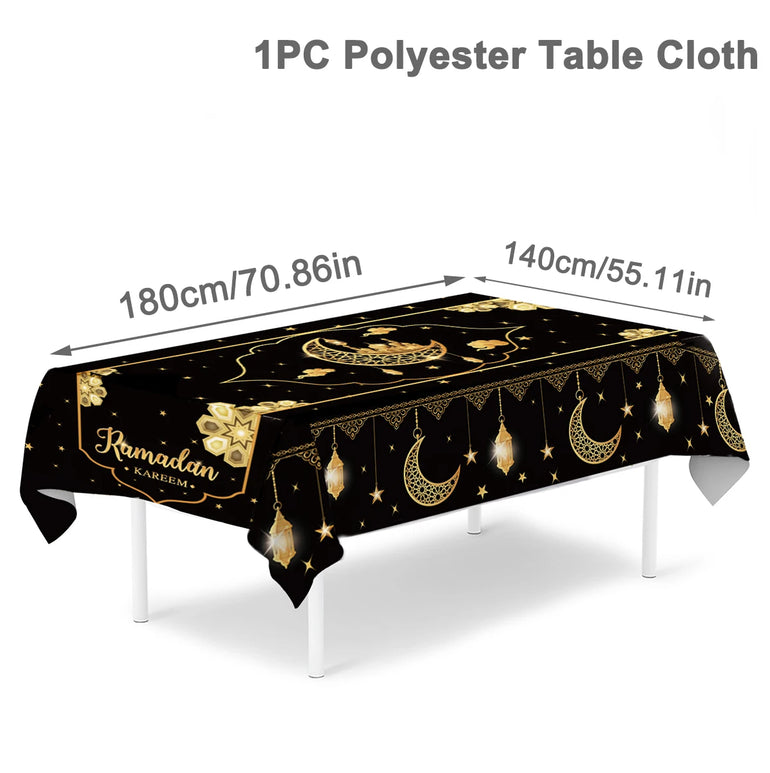 Eid Mubarak Star Moon Tablecloth Ramadan Kareem Decor for Home 2025 Islamic Muslim Party Eid Al Adha Supplies Castle Table Cover