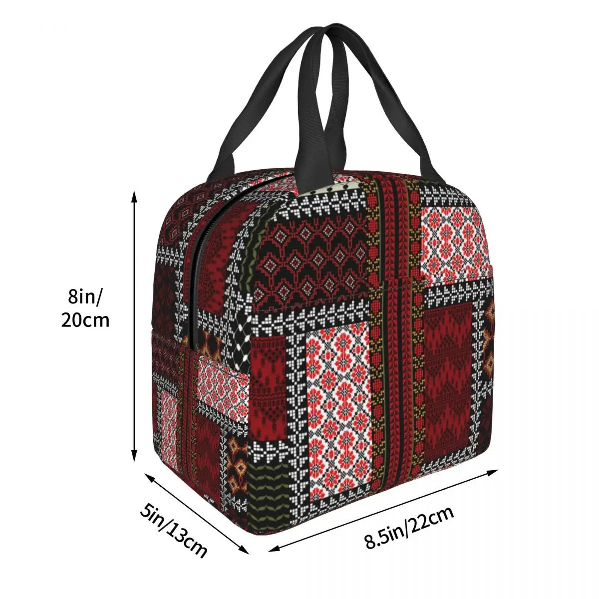 Custom Arabic Keffiyeh Traditional Pattern Insulated Lunch Bags for Tatreez Art Portable Cooler Thermal Food Lunch Box Travel