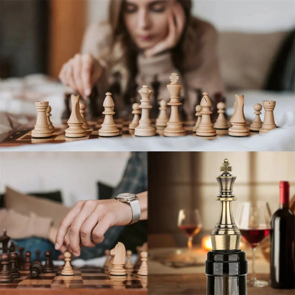 Metal Bottle Stopper Chess King/Queen Design Wine Champagne Saver Stoppers Beer Seal Wine Stoppers Unique Wine Accessory Gift