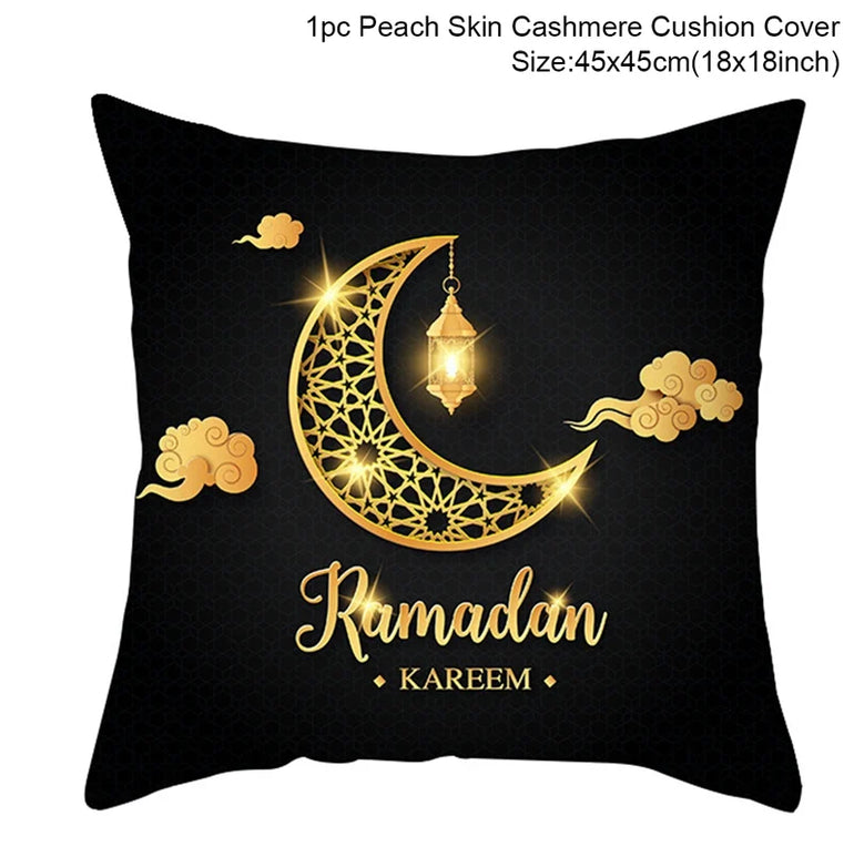 2024 Eid Mubarak Pillowcase Decor for Home Sofa Cushion Cover Islamic Ramadan Kareem Decoration Mosque Muslim Pillow Cover Gifts