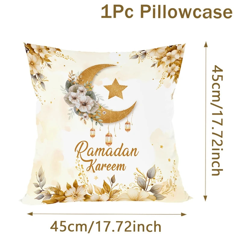 Eid Mubarak Cushion Cover Pillow Case Ramadan Kareem Decoration For Home 2025 Muslim Islam Party Decor Gift Eid Al Adha Supplies