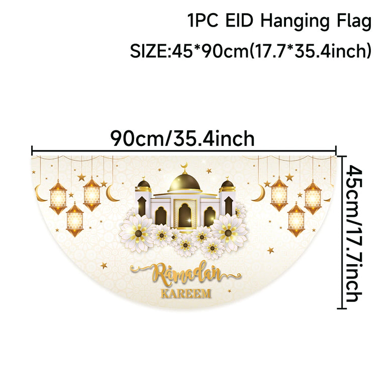 Eid Mubarak Decoration 2025 Hanging Flag Ramadan For Home Door Islamic Muslim Party Decor Ramadan Kareem Banner Eid Al-Fitr Gift