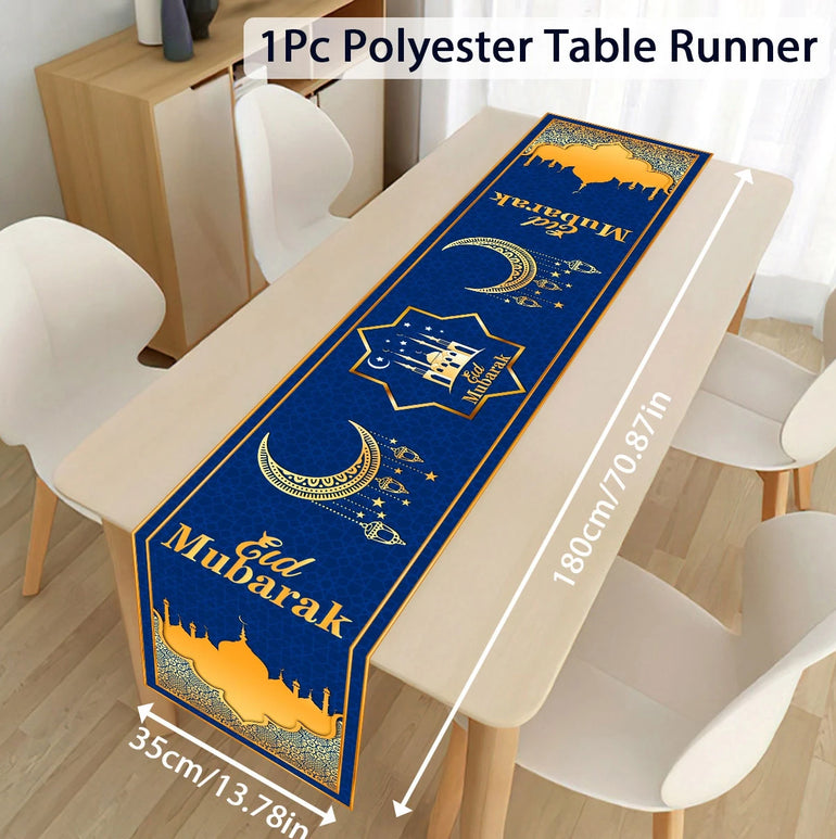 Ramadan Decoration Table Runner EID Mubarak Decor 2024 For Home Tablecloth Ramadan Kareem Islamic Muslim Party Eid Al-Fitr Gifts