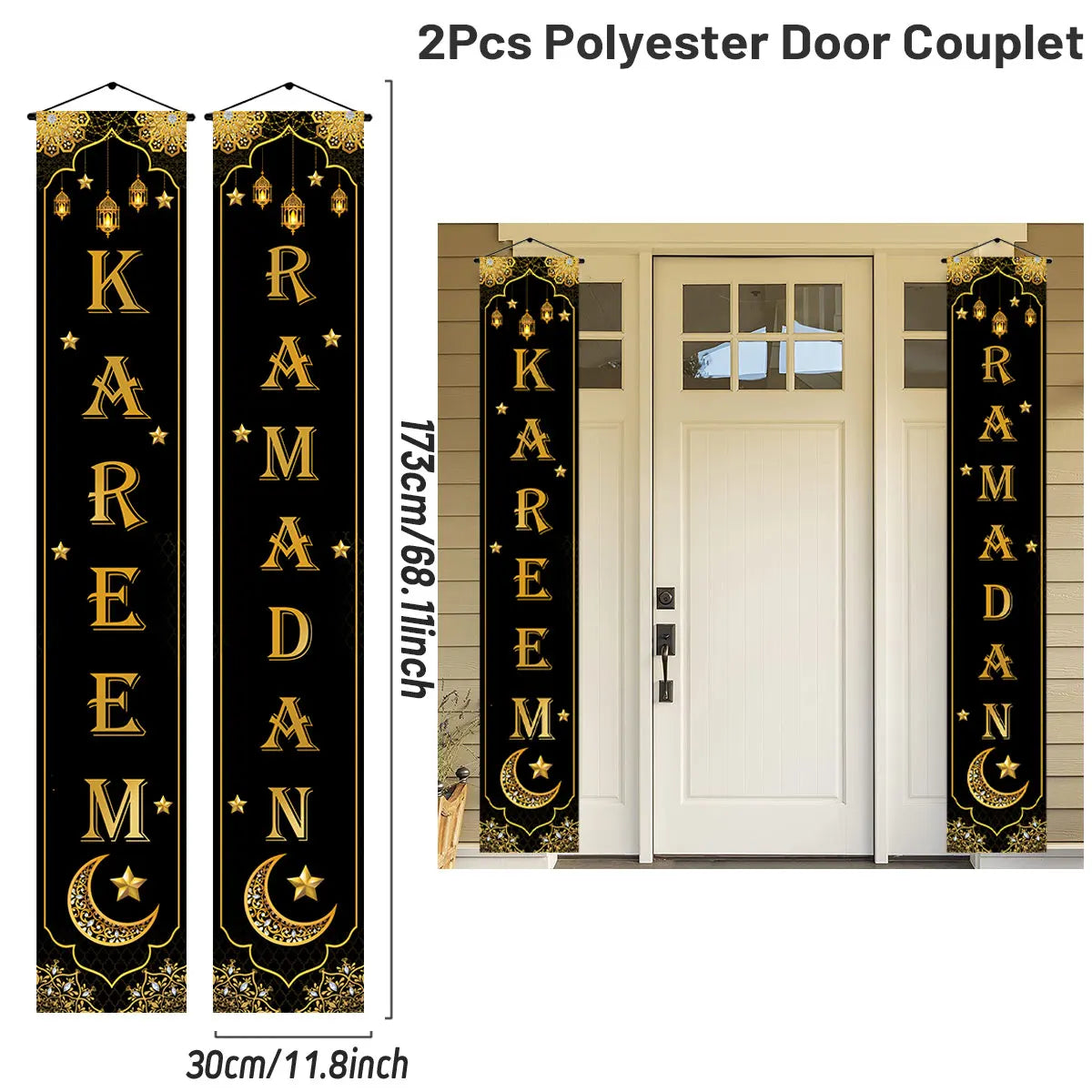 Ramadan Decoration 2025 Door Banner EID Mubarak Decor for Home Porch Banner Ramadan Kareem Islamic Muslim Party Eid Al-Fitr Gift