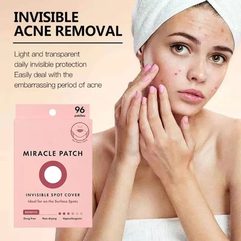 96Pcs/set Face Patch Hydrocolloid Acne Pimple Patches for Covering Zits & Blemishes, Thin Spot Stickers for Face & Skin