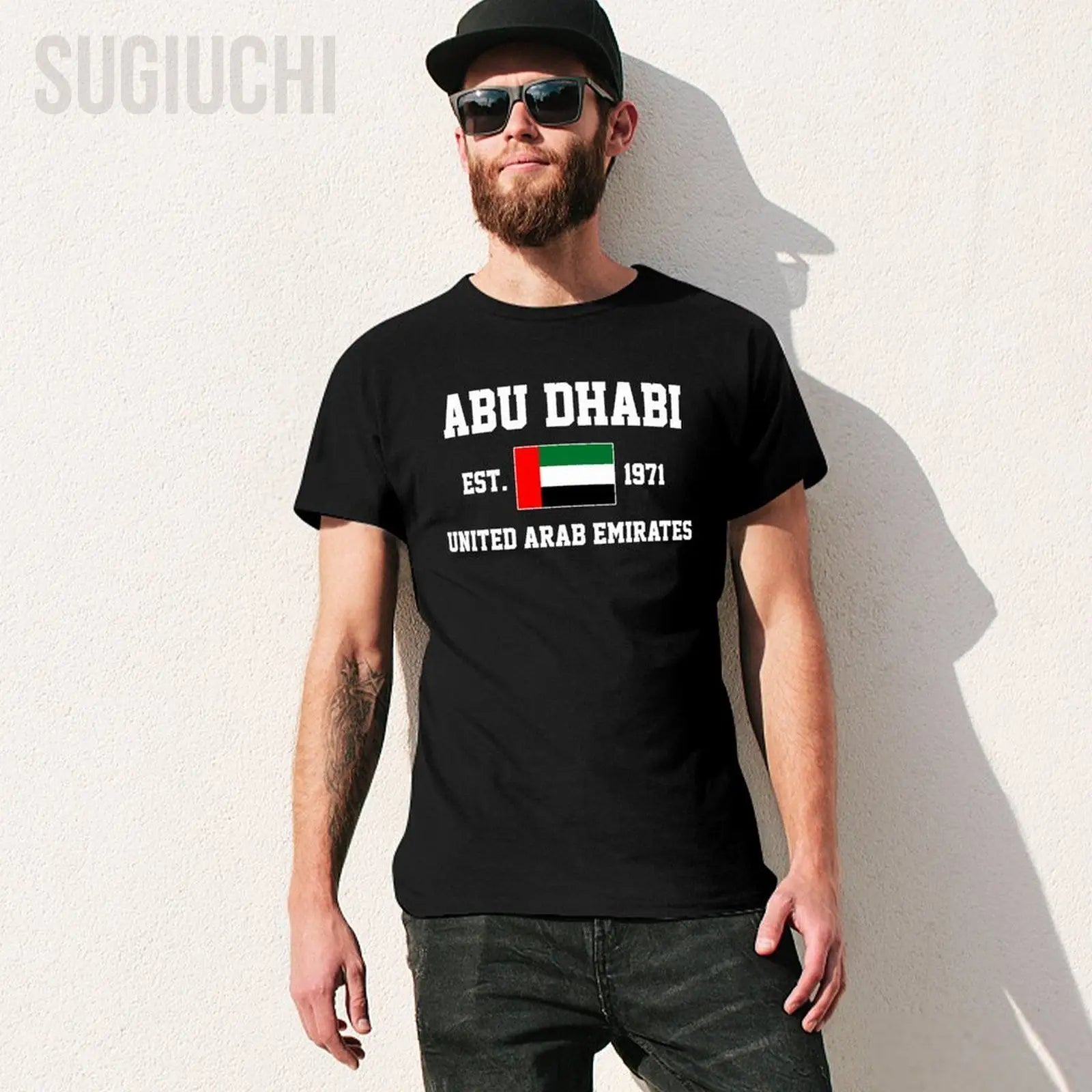 Patriotic Flag United Arab Emirates EST.1971 Abu Dhabi Men Tshirt Tees T-Shirt O-neck T Shirts Women Boys Clothing 100% Cotton