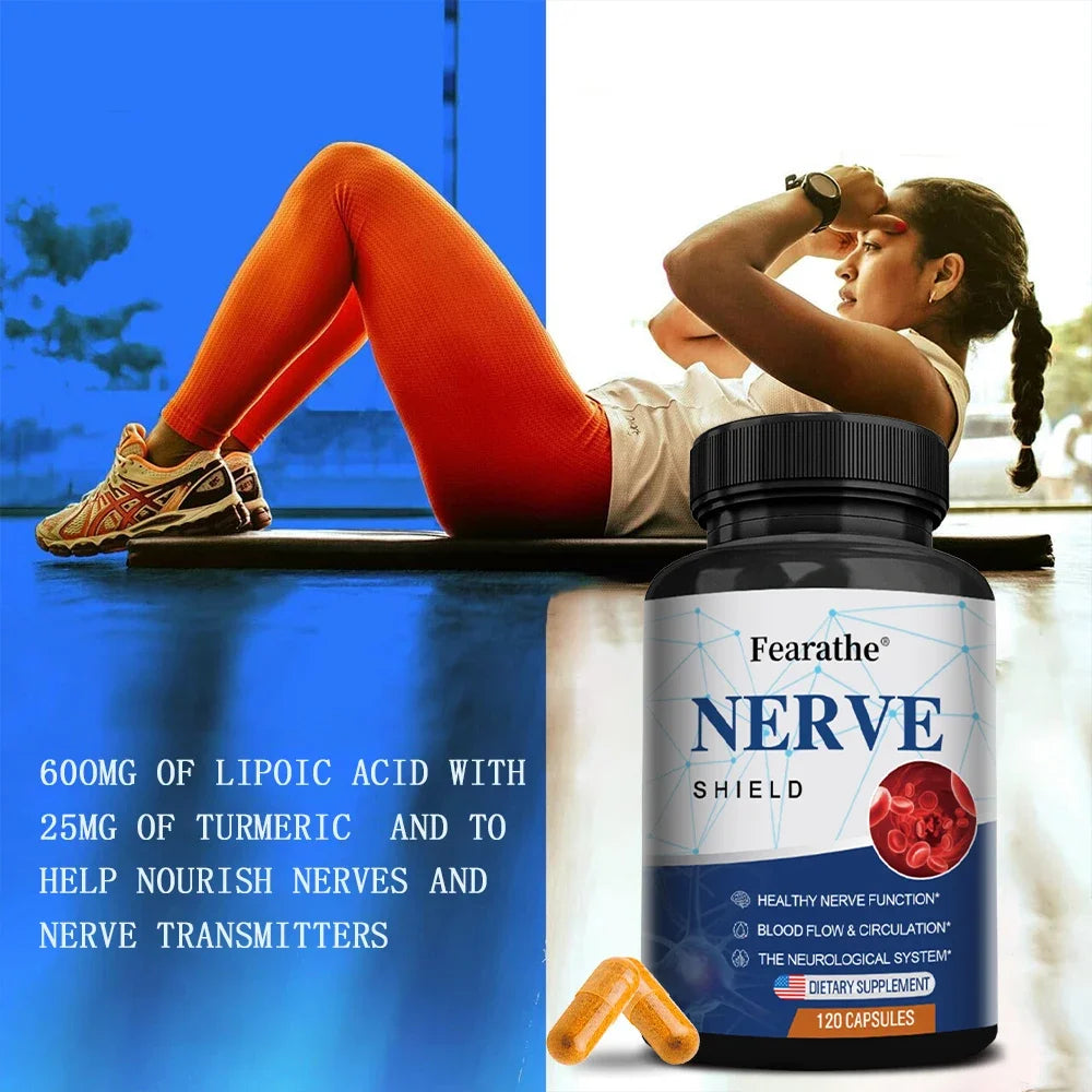 Nerve Support Supplement - Contains 600 Mg Daily Dose of Lipoic Acid for Healthy Nerve Function, Blood Flow and Circulation